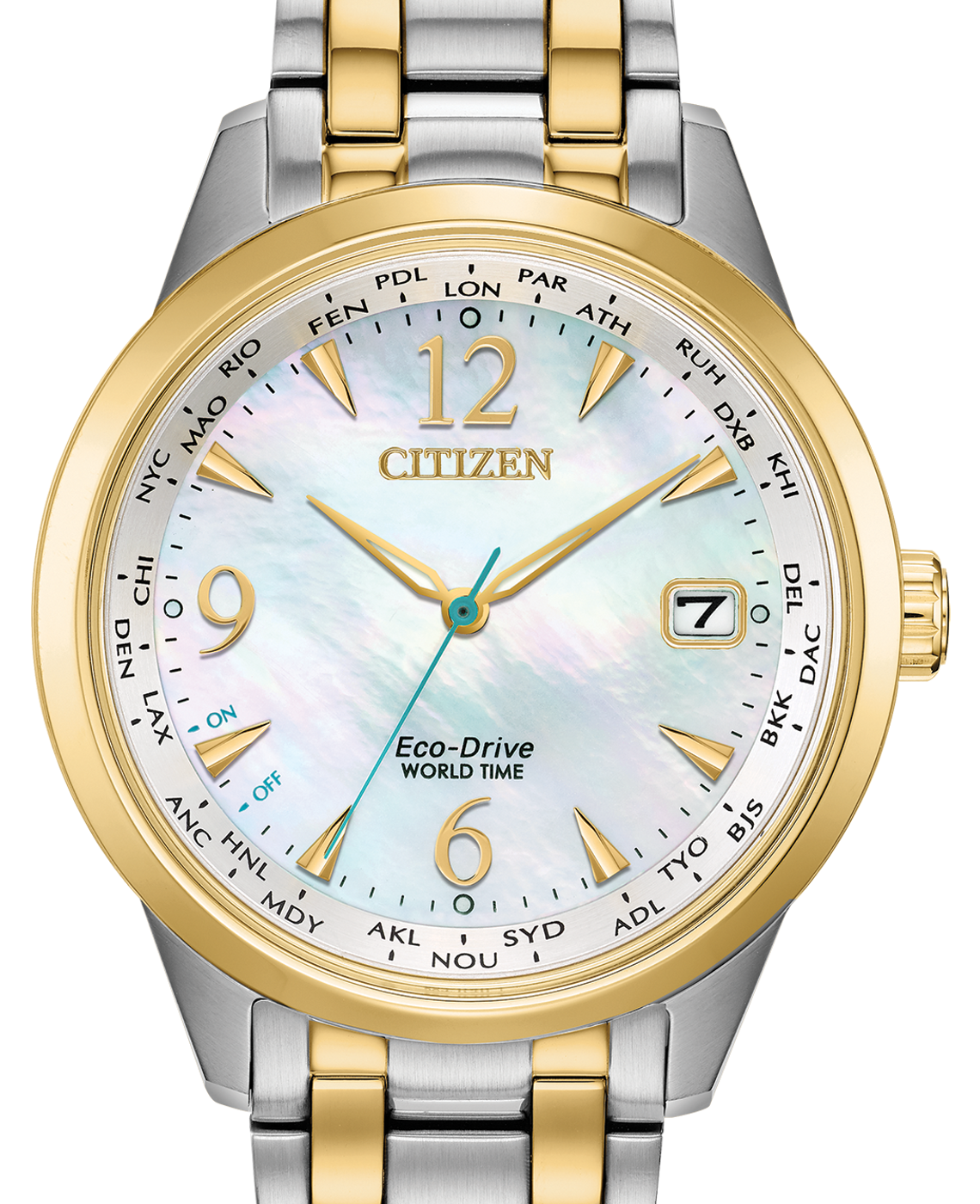 Citizen World Time Ladies EcoDrive White Dial Watch Citizen